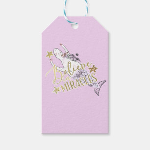 Etiquetas Para Regalos Sirena Unicornio Moderna Tendencia Cree en Milagro