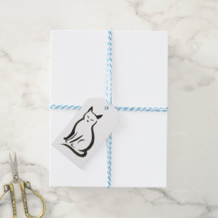 Etiquetas Para Regalos Sitting Cat - Silhouette de tinta Minimalista en