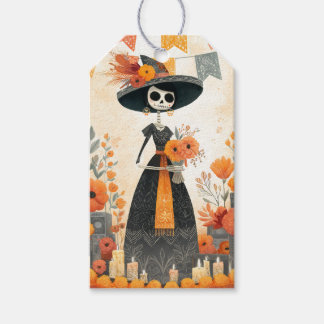Etiquetas Para Regalos Skeleton Lady La Catrina Día de los Muertos