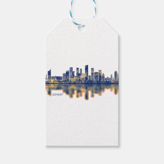 Etiquetas Para Regalos Skyline de Beirut (Anverso)