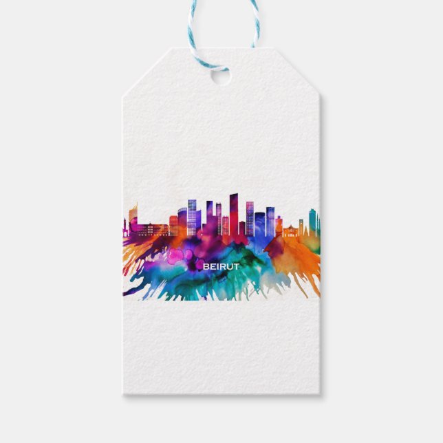 Etiquetas Para Regalos Skyline de Beirut (Anverso)