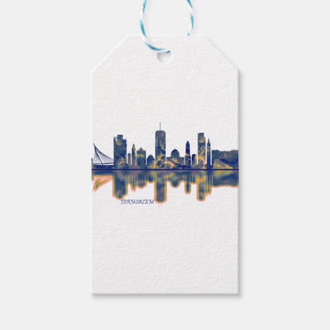 Etiquetas Para Regalos Skyline de Jerusalén (Anverso)