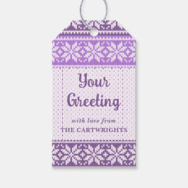 Etiquetas Para Regalos Snowflake Morple Nórdico Knit suéter tu saludo