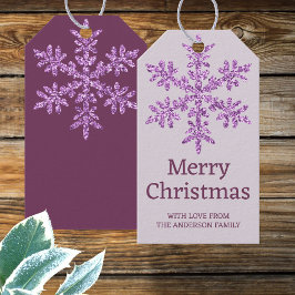 Etiquetas Para Regalos Snowflake Purple Glam Hermosos Navidades de colore