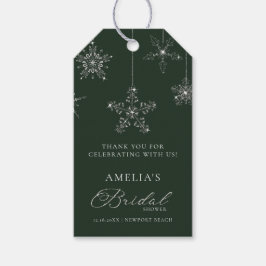 Etiquetas Para Regalos Snowflakes Glitter Green Winter Bridal Shower 