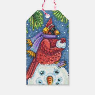 ETIQUETAS PARA REGALOS SNOWMAN BODYGUARD, NAVIDADES CARDINAL REDBIRD