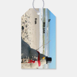 Etiquetas Para Regalos Snowman de Florida con Elf - Playa - Navidades