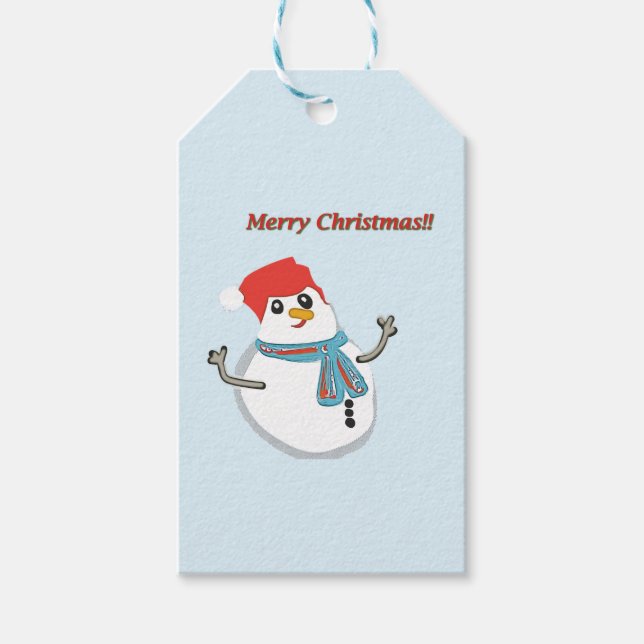 Etiquetas Para Regalos Snowman, Merry Christmas!! (Anverso)