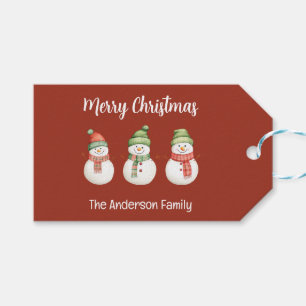 Etiquetas Para Regalos Snowmen personalizado de navidad