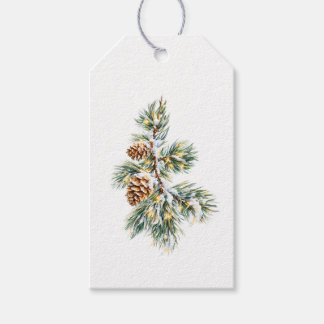 Etiquetas Para Regalos Snowy Pine Branch