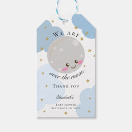 Etiquetas Para Regalos Sobre la luna Baby Shower Blue Cute Gold Kawaii