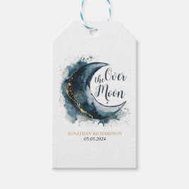 Etiquetas Para Regalos Sobre la luna de oro estrellas azul Baby Shower
