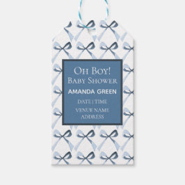 Etiquetas Para Regalos Sofisticada Coquette, Baby Shower Blue Bows