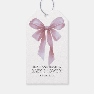 Etiquetas Para Regalos Soft Pink Bow Girl Baby Shower Welcome