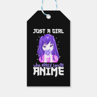 Etiquetas Para Regalos Sólo un Chica que ama realmente a Anime en morado