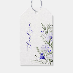 Etiquetas Para Regalos Sombra Del Boda Floral De Marfil Azul Real Gracias