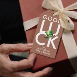 Etiquetas Para Regalos Sombrero de copa elegante y elegante marrón verde