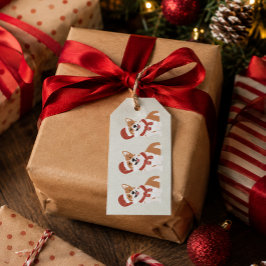 Etiquetas Para Regalos Sombrero de Santa Corgi de Navidad Suave Niebla de