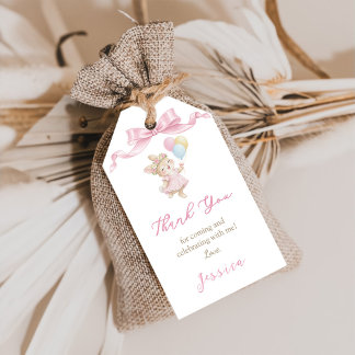 Etiquetas Para Regalos Some Bunny Girl Pink is Turning One Birthday Thank