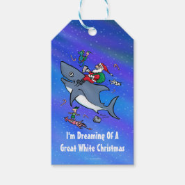 Etiquetas Para Regalos Soñando Con Un Gran Tiburón Blanco Y Navidades Gra