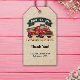 Etiquetas Para Regalos ¡Sonar la alarma! Baby Shower de vintage Firetruck