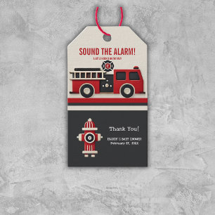 Etiquetas Para Regalos Sonar la alarma del Baby Shower del bombero Minima