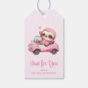 Etiquetas Para Regalos Sonriente eslogan rosa conduciendo un descapotable