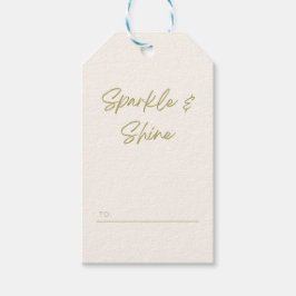 Etiquetas Para Regalos Sparkle & Shine | Caligrafía de Navidad en Oro Bla