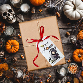 Etiquetas Para Regalos Spooky Grim Reaper Graveyard Crow Gothic Halloween