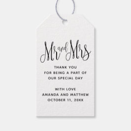 Etiquetas Para Regalos Sr y Sra. Bodas en blanco y negro gracias