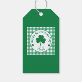 Etiquetas Para Regalos St Patricks Day NAME Irish Clover Green Check