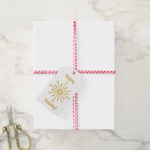 Etiquetas Para Regalos Starburst de oro moderno retro-atómico de mediados