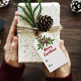 Etiquetas Para Regalos Starfish n Holly Merry Christmas Gigantes Tags