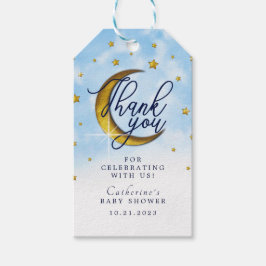 Etiquetas Para Regalos Starry Over The Moon Blue Gold Baby Shower