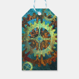 Etiquetas Para Regalos Steampunk Verdigris Rusty CogWheel