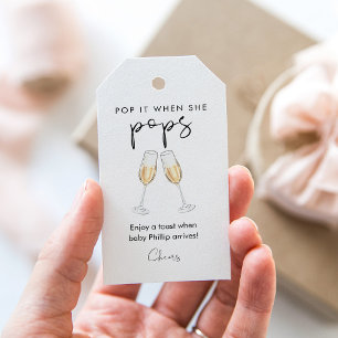 Etiquetas Para Regalos STELLA Pop it Champagne Baby Shower Favorito Tag