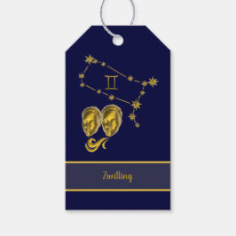 Etiquetas Para Regalos Sternzeichen Zwillinge, gold -