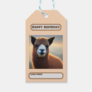 Etiquetas Para Regalos "Su majestad flauta: La Gran Alpaca Marrón Wooly"