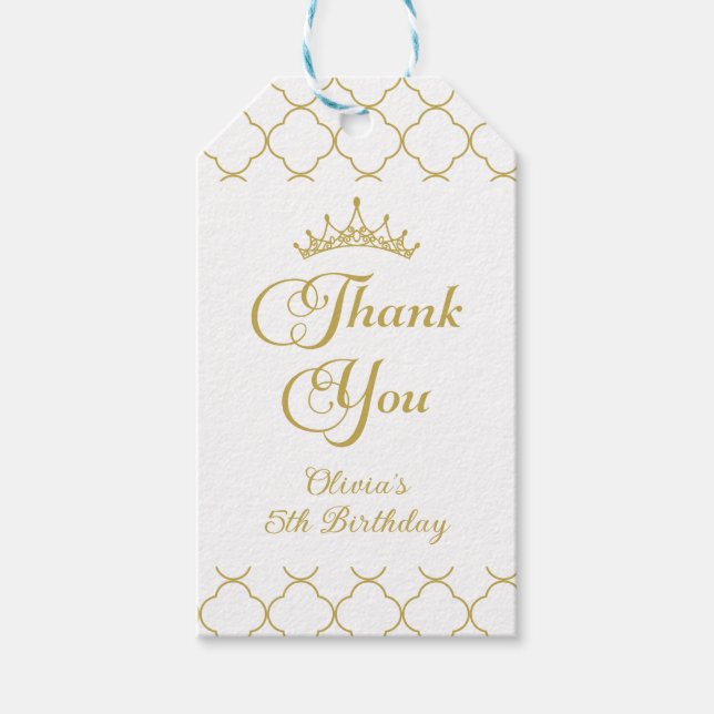Etiquetas Para Regalos Su princesa real de oro de su perdón cinco cumplea (Anverso)
