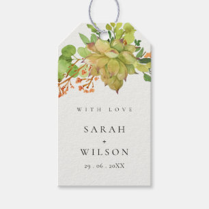 ETIQUETAS PARA REGALOS SUCCULENT GARDEN FLORAL CACTUS WATERCOLOR BODA
