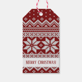 Etiquetas Para Regalos Suéter Navideño Tejido Rojo y Blanco