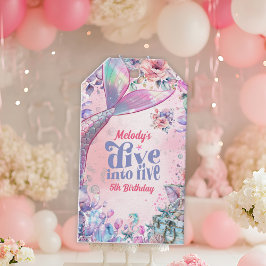 Etiquetas Para Regalos Sumérgete en Cola de Sirena Brillo de Cinco Flores