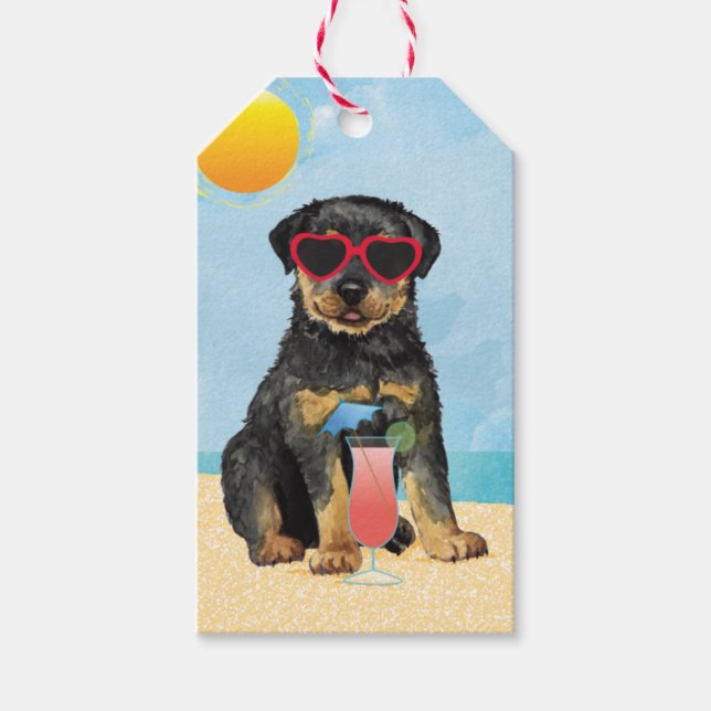Etiquetas Para Regalos Summer Rottweiler (Anverso)