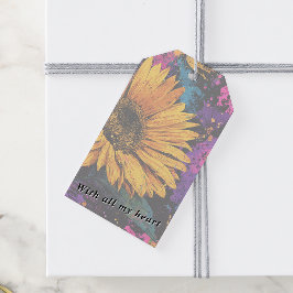 Etiquetas Para Regalos Sunflower Botanical Acrylic Painted Floral