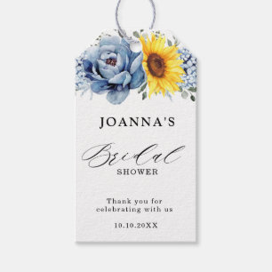 Etiquetas Para Regalos Sunflower Dusty Blue Slate Peony Shower