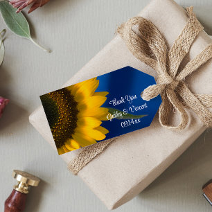 Etiquetas Para Regalos Sunflower on Blue Wedding Thank You Favor Tags