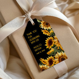 Etiquetas Para Regalos Sunflowers Black Rustic Elegant Name Cumpleaños