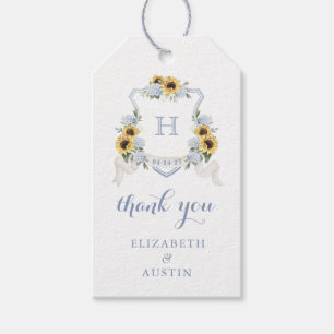 Etiquetas Para Regalos Sunflowers Blue Hydrangea Escudo Boda Gracias
