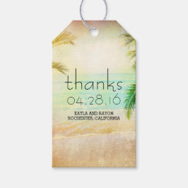 Etiquetas Para Regalos Sunset Beach Palms Wedding Gracias
