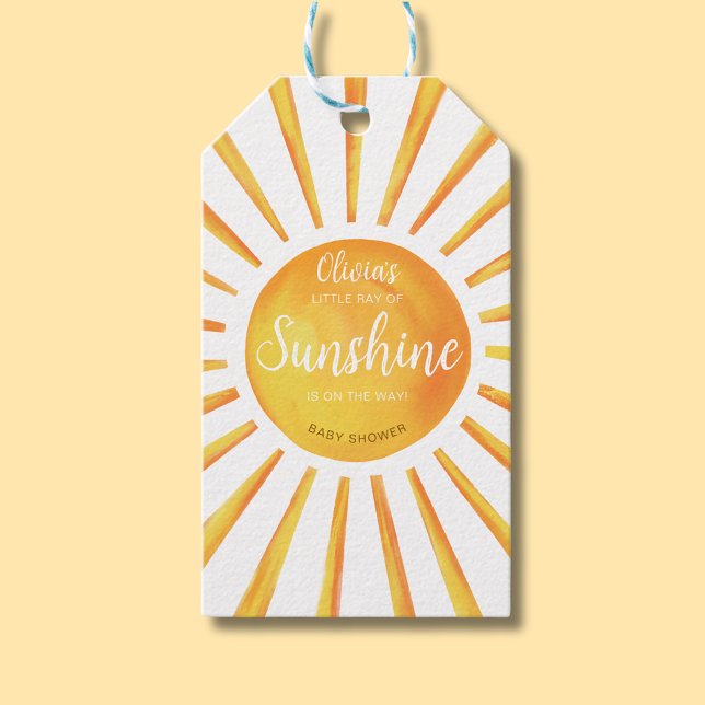 Etiquetas Para Regalos Sunshine Baby Shower (Little Ray of Sunshine Baby Shower Gift Tag)